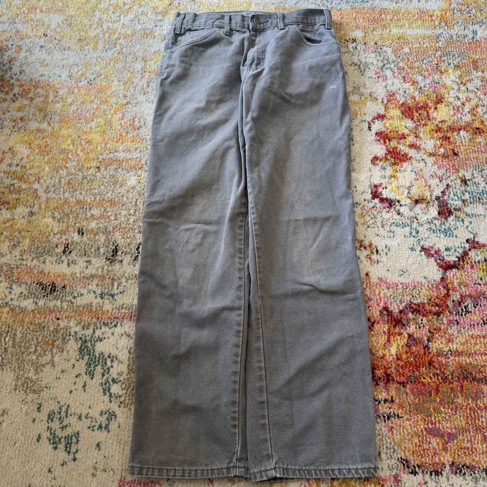 Vintage Faded Y2K Dickies Grey Canvas Carpenter Pants Workwear 32x30